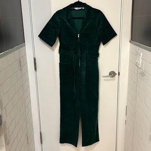 & Other Stories Belted Corduroy Jumpsuit in Dark Green Size Small